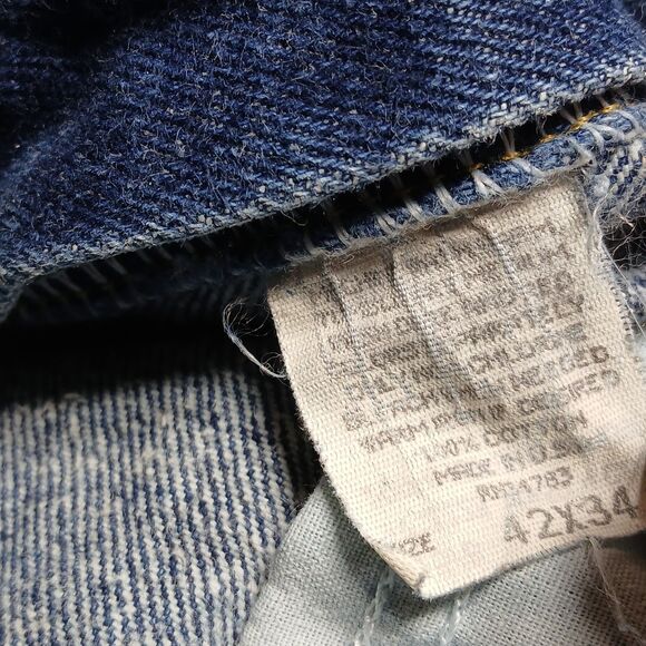 Lot (2) Lee Jeans Mens 42X34 Blue Straight Classic Work USA Made Vtg 80s Denim - Picture 8 of 16